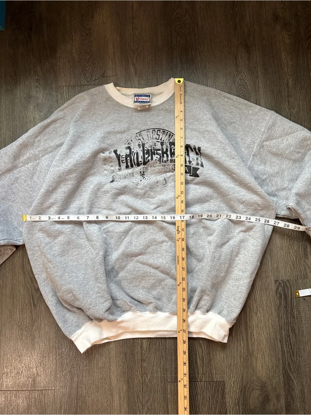 Vintage 90s Hanes Gray Crewneck Sweatshirt | Contrast Trim